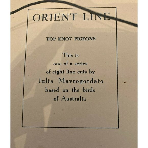 Julia Mavrogordato Lino Cuts Prints Orient Line Top Pigeons & Native Companions - Picture 5 of 10